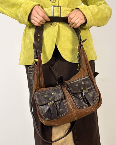 Bolso de piel marrón con bolsillos Nora
