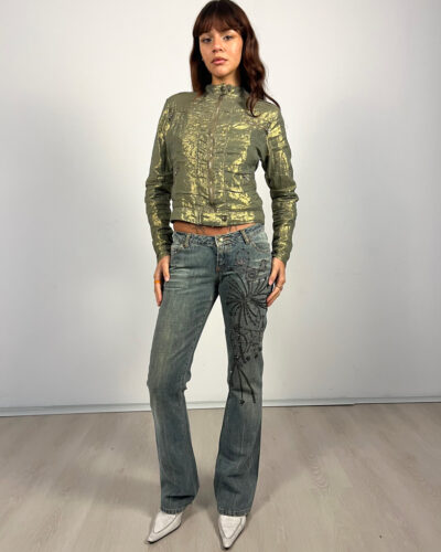 Chaqueta efecto metalizado dorado Kaia