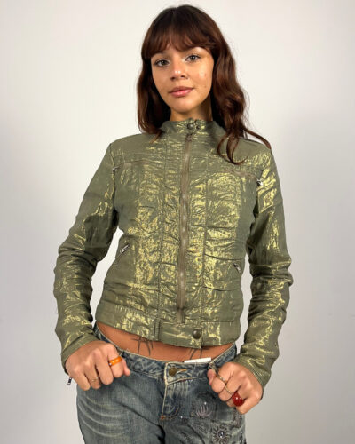 Chaqueta efecto metalizado dorado Kaia