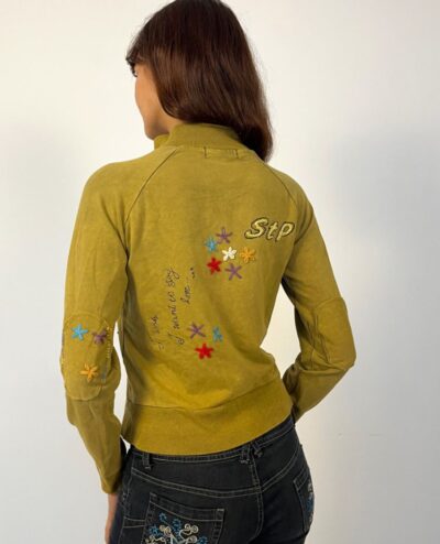 Sudadera zip bordada Clover