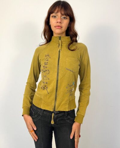 Sudadera zip bordada Clover